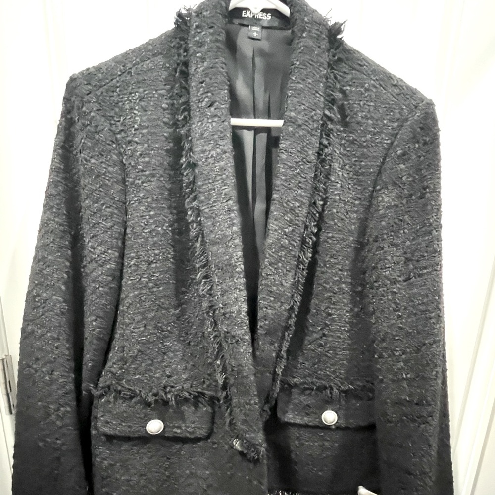 Express Women’s Jacket With Button & Frayed Edge … - image 1